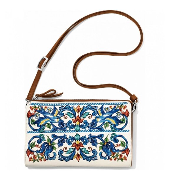 Brighton Handbags - Brighton Embroidered Leather Crossbody Pouch White